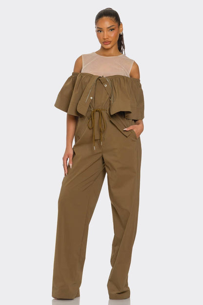 Essence Off-Shoulder Utility Jumpsuit
