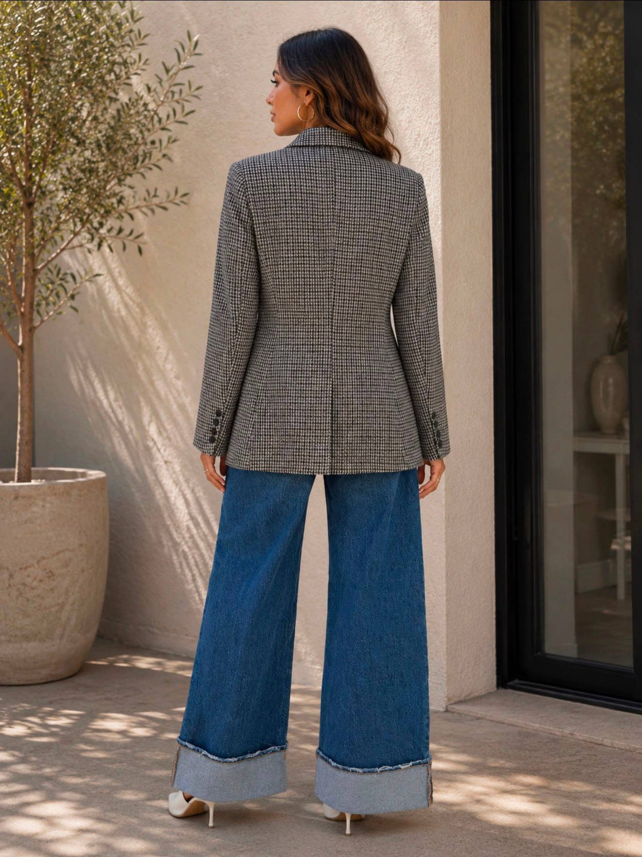 Textured Single-Button Blazer