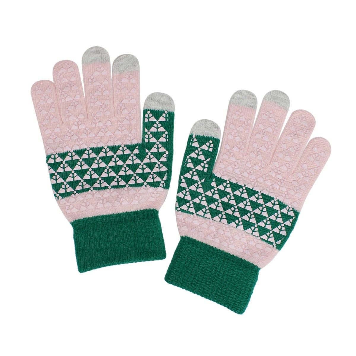 AKA Pink Finger Touch and Grip Knit Winter Gloves