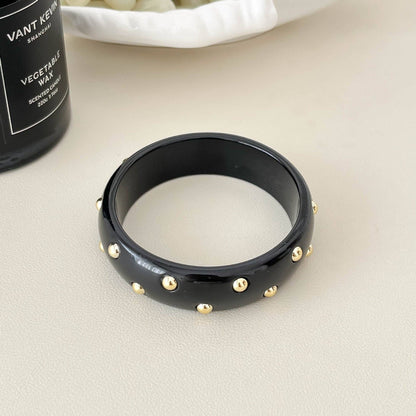 Punk Style Round Rivet Wide Bangle Bracelet