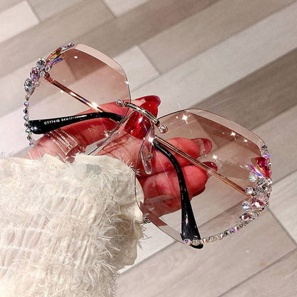 Trendy UV400 Polygon Sunglasses With Rhinestones