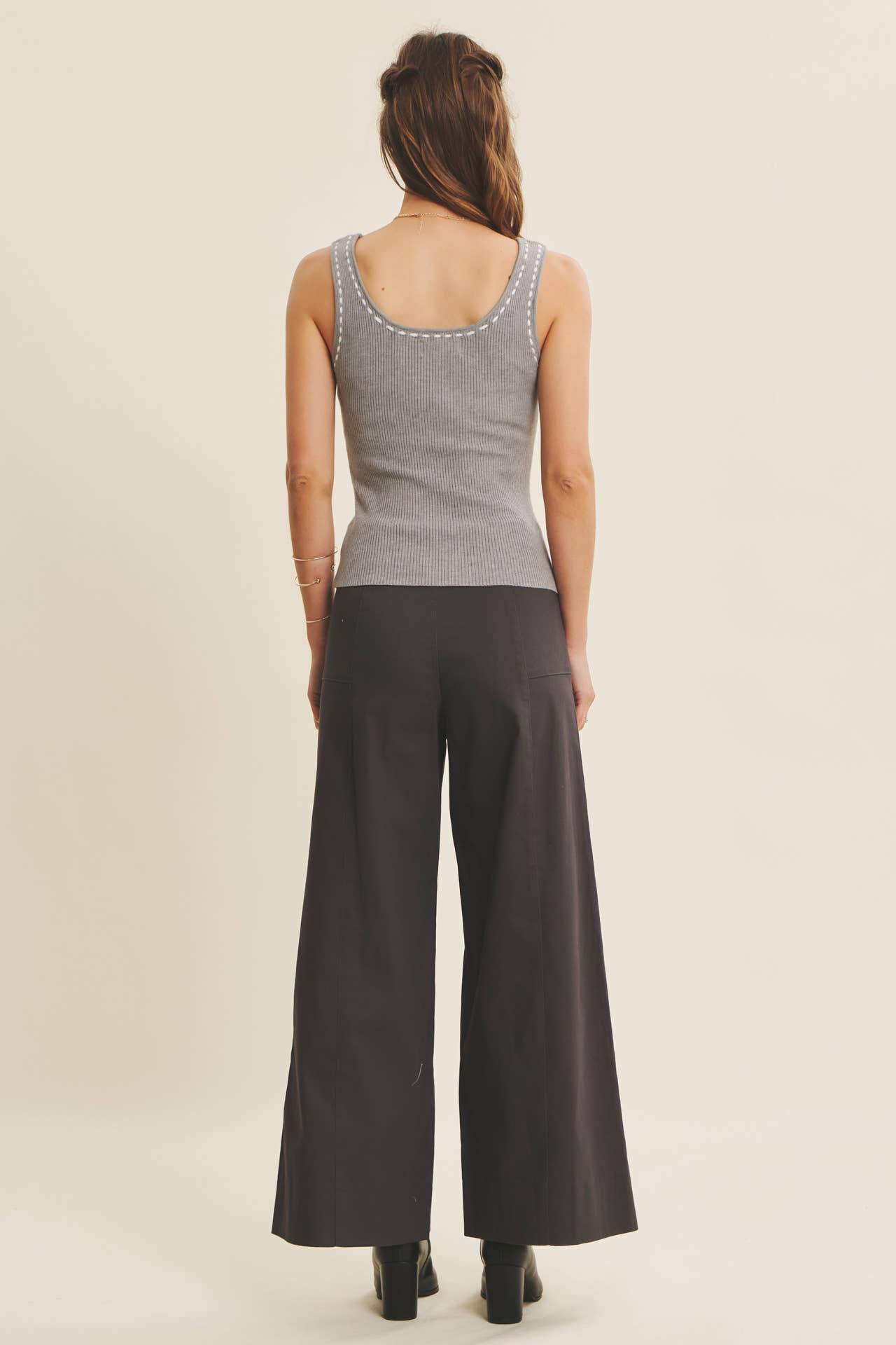 Jamesha Wide Leg Khaki Pants