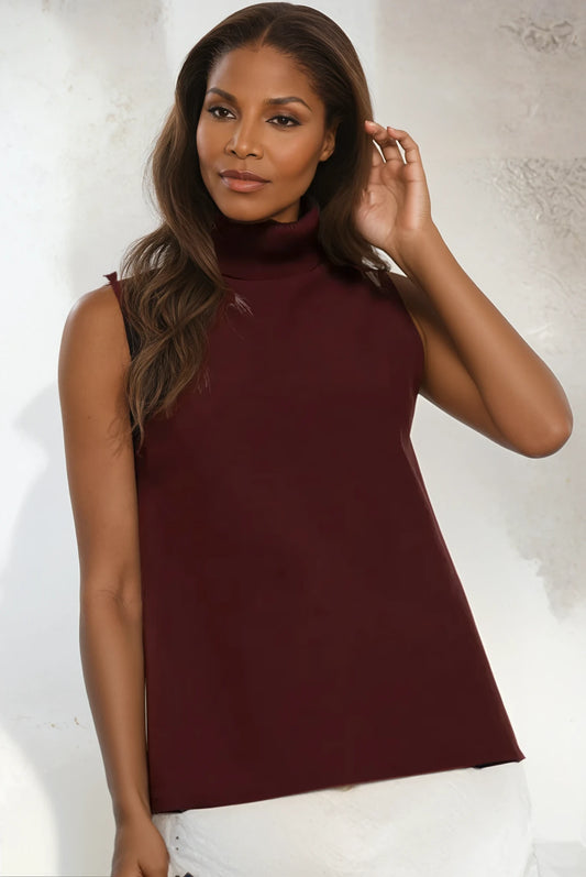 Danila Sleeveless Turtle Neck Soft Knit Top