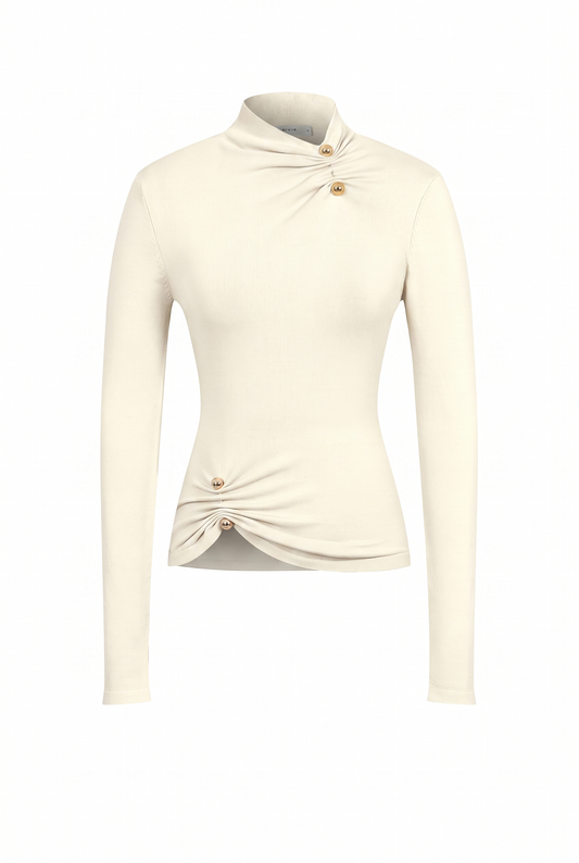 Asymmetric Gold Trim Top
