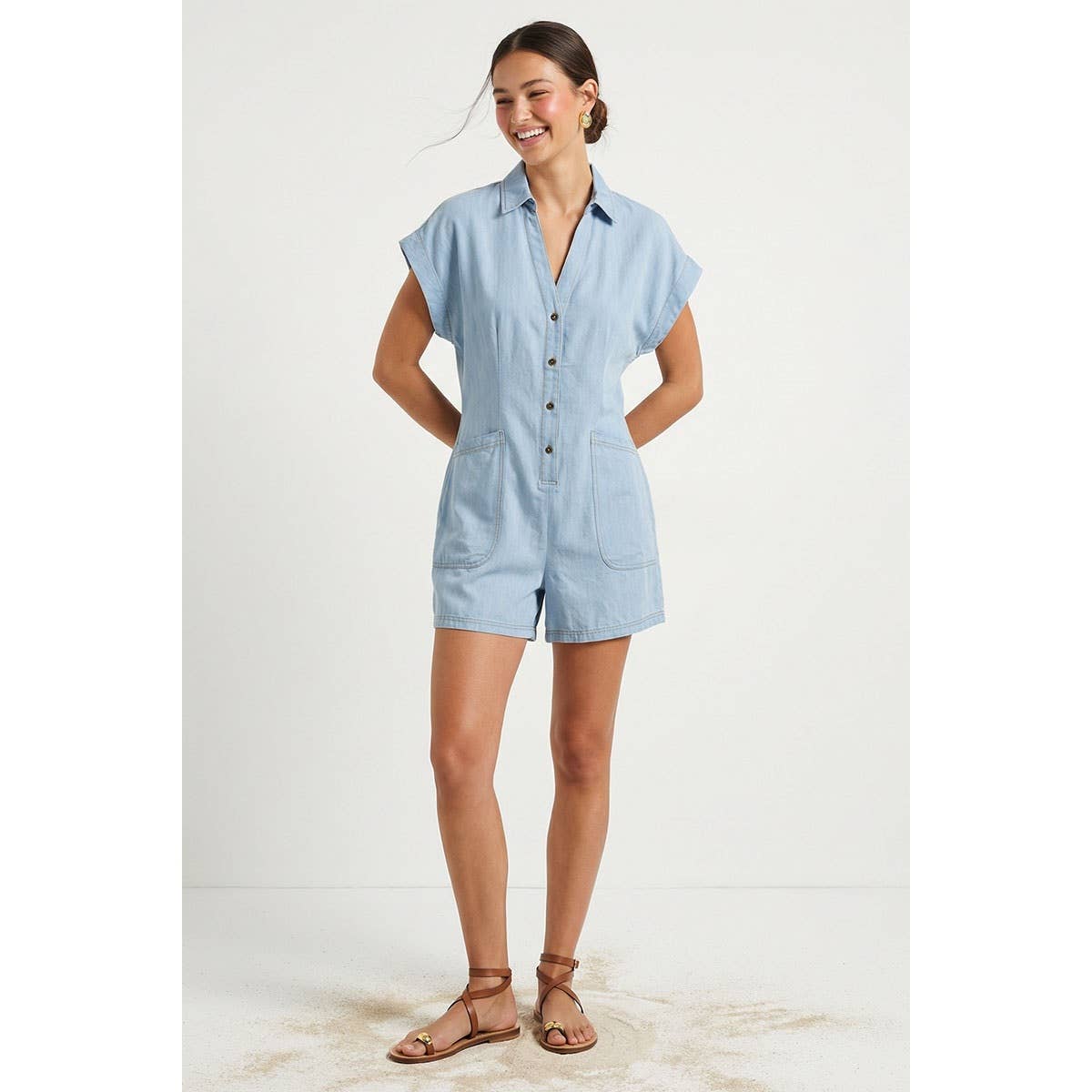 Kerri Relaxed Button Front Romper