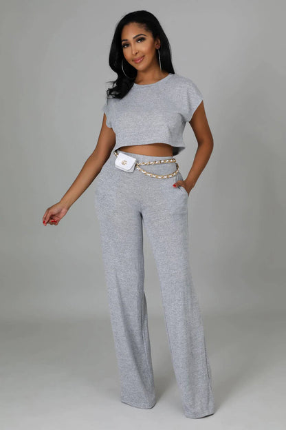 Crop Top & Wild Leg Pants Set.