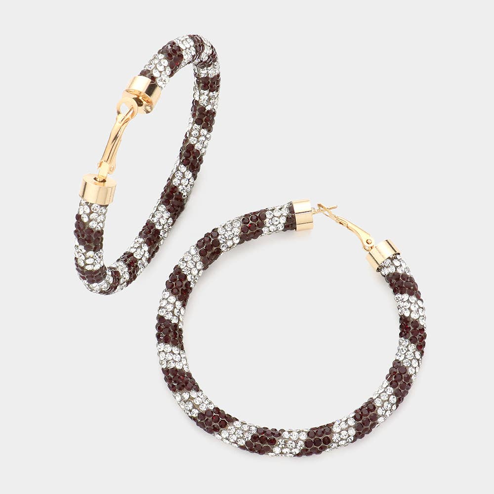 Two Tone Bling Studded Hoop Earrings