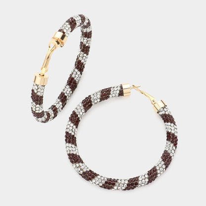 Two Tone Bling Studded Hoop Earrings