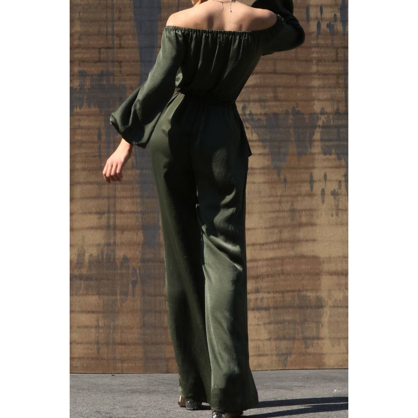 OFF SHOULDER ROMPER POCKET DETAIL JUMPSUITS