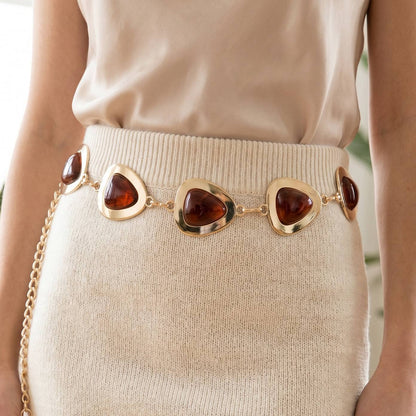Triangle Resin Stone Link Chain Belt