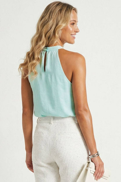 Cord Keyhole Sleeveless Top