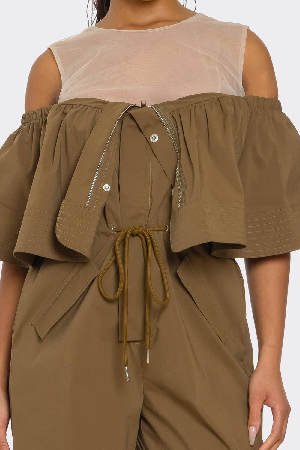 Essence Off-Shoulder Utility Jumpsuit