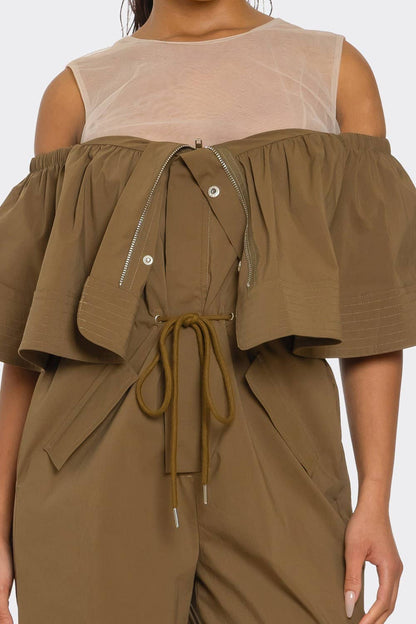 Essence Off-Shoulder Utility Jumpsuit