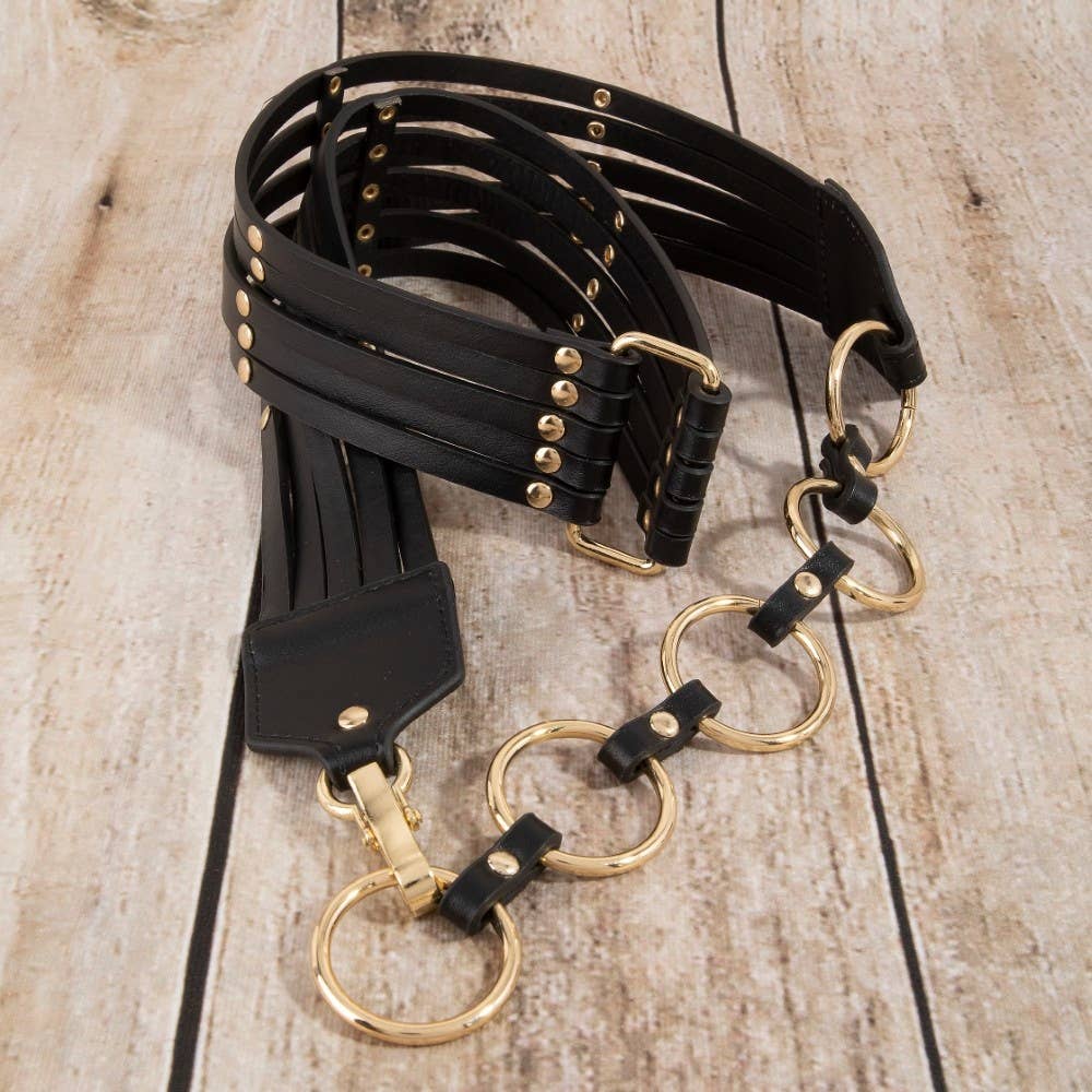 Circle Link Layered Vegan Leather Belt