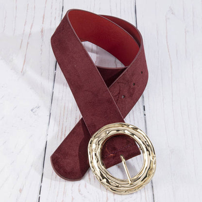 Suede Hammered Round Buckle Belt