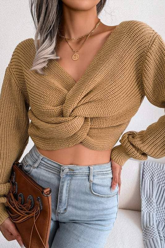 Riana Front crossing crochet sweater