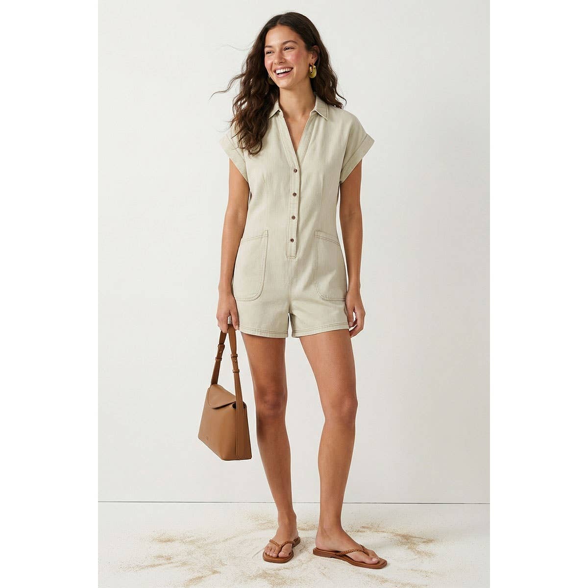 Kerri Relaxed Button Front Romper