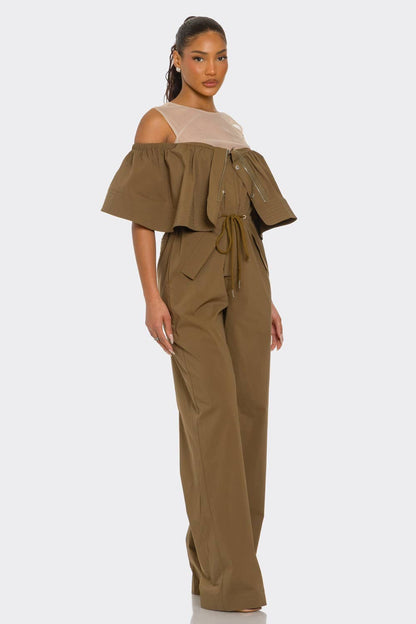 Essence Off-Shoulder Utility Jumpsuit