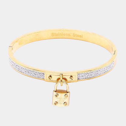 FOREVER LOVE Metal Lock Charm Stainless Steel Bracelet