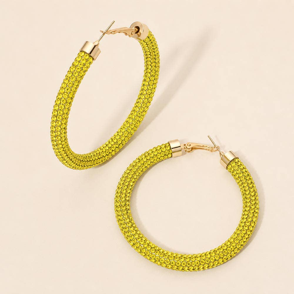 Two Tone Bling Studded Hoop Earrings