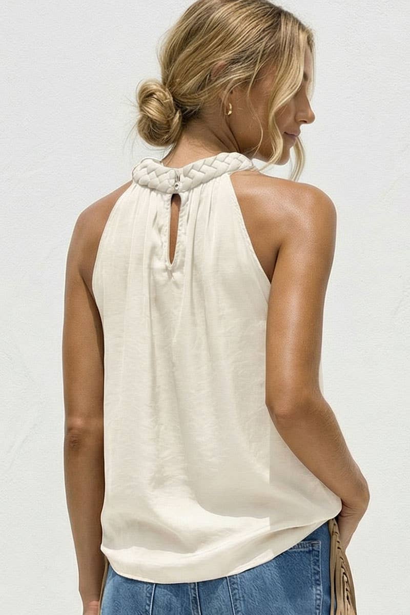 Sleeveless Braid Detail Top