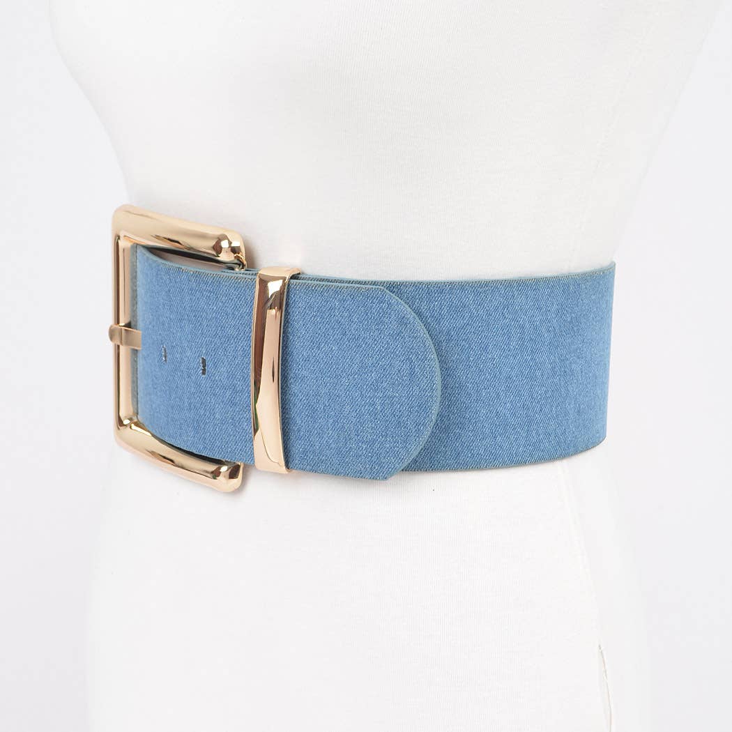 Oversized Metal Buckle Denim Waist Belt