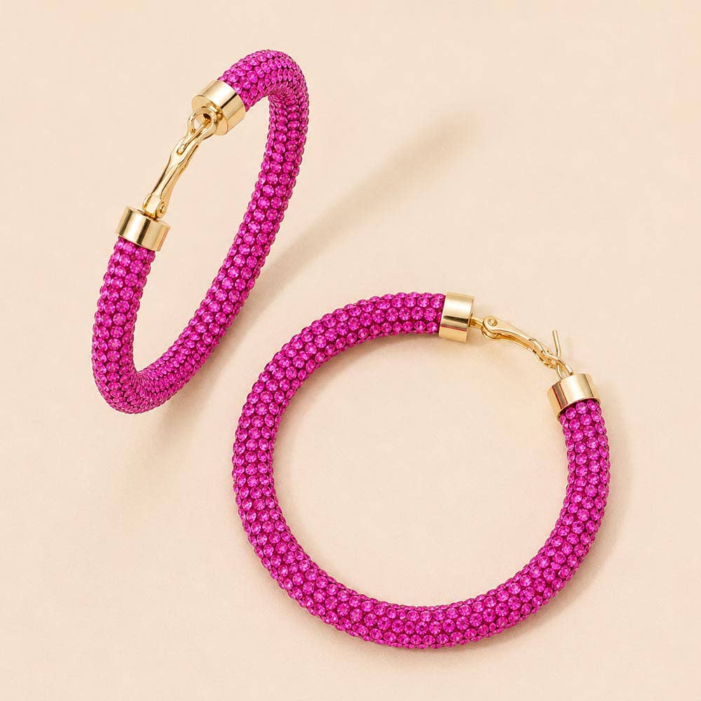 Two Tone Bling Studded Hoop Earrings