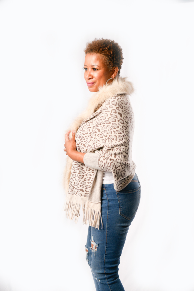 Cheetah Fur Shaw Cardigan