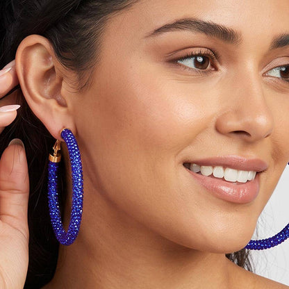 Two Tone Bling Studded Hoop Earrings