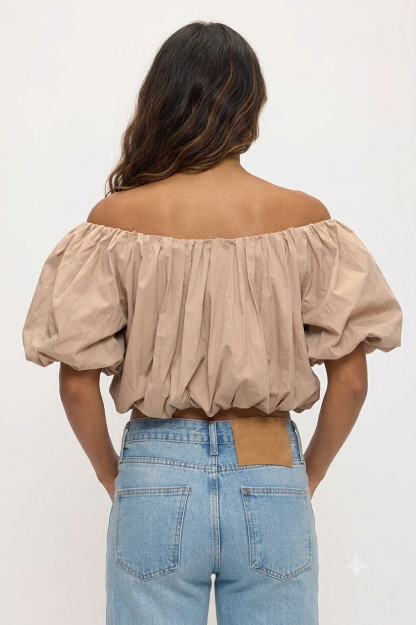 Poplin Bubble Hem  Top