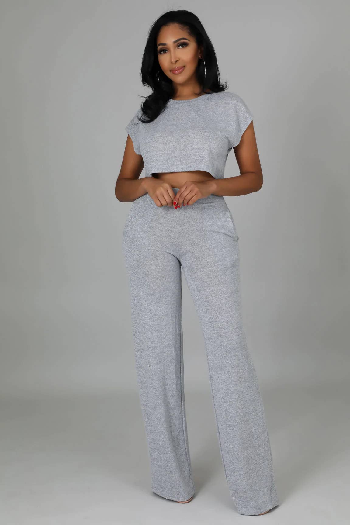 Crop Top & Wild Leg Pants Set.