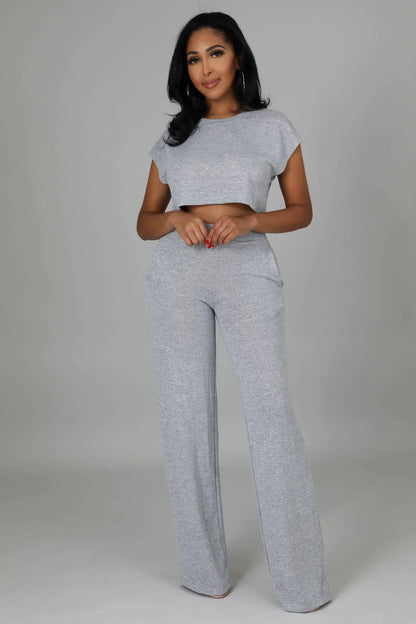 Crop Top & Wild Leg Pants Set.