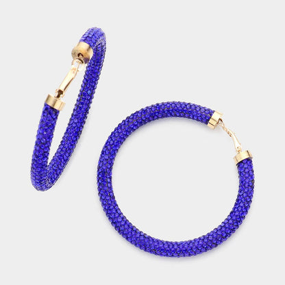 Two Tone Bling Studded Hoop Earrings