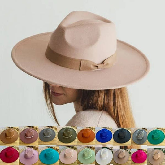 Vegan Felt Panama Hat W/Ribbon