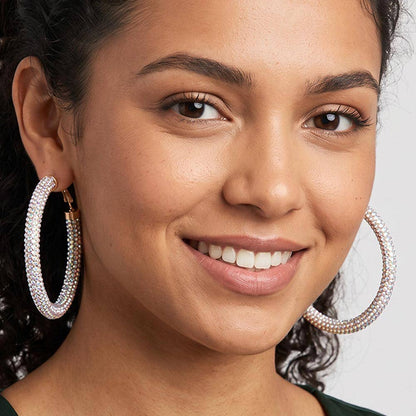 Two Tone Bling Studded Hoop Earrings