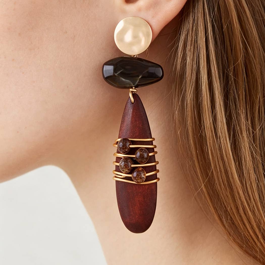 Modern Geometric Beaded Drop Earrings