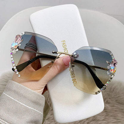 Trendy UV400 Polygon Sunglasses With Rhinestones