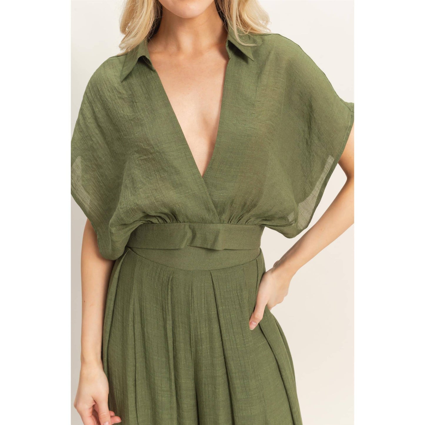 Breezy Collared Wrap Top