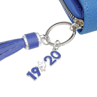 ZPB Sorority Blue Tassel Keychain Zipper Wallet