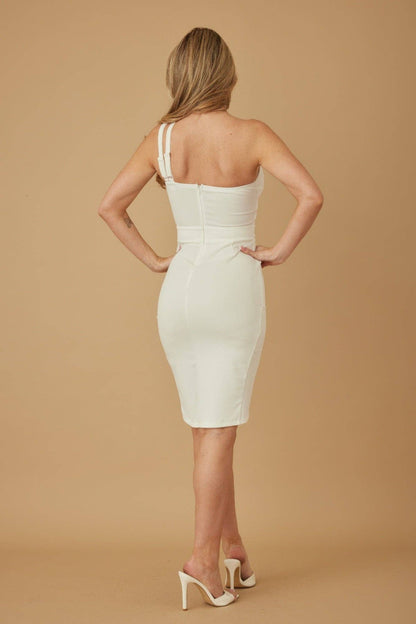 Double Cut Strap Midi Dress