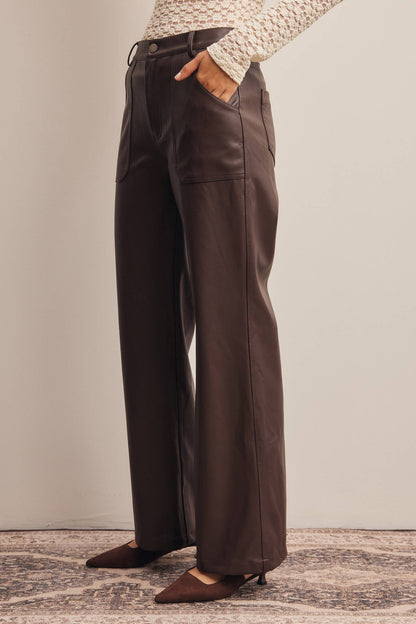 Fanisha Leather Straight Leg Pants by Forte