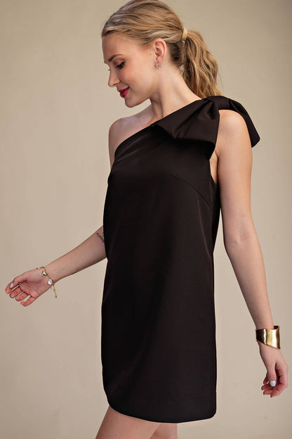 Bow One Shoulder Mini Dress