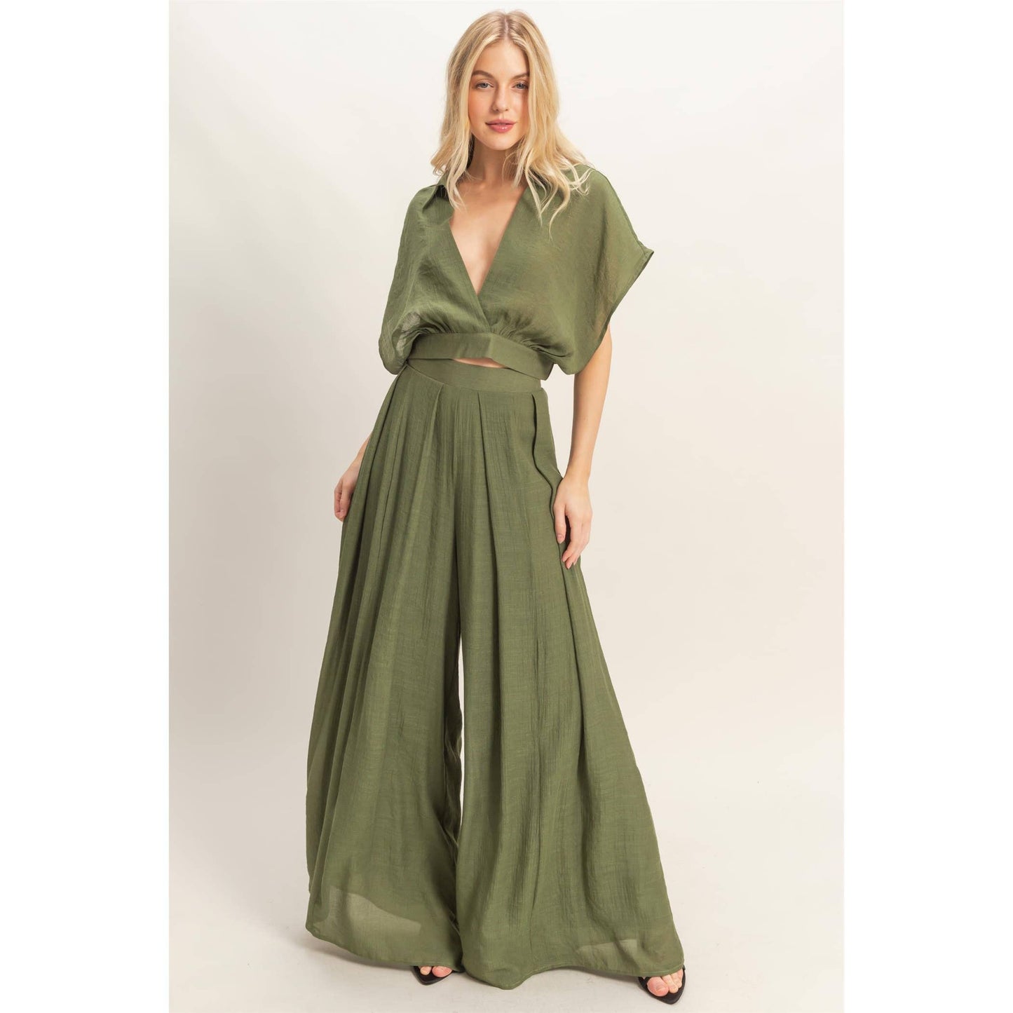 Breezy Collared Wrap Top