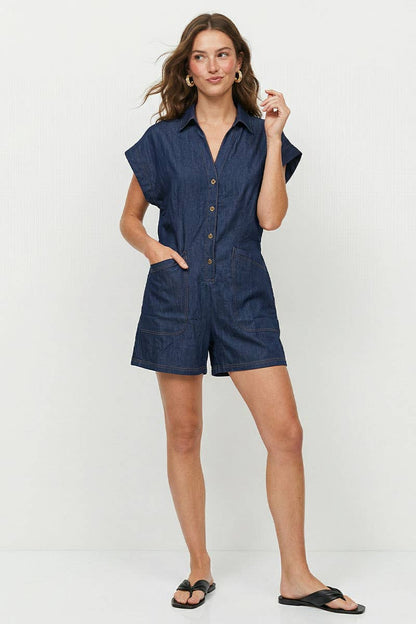 Kerri Relaxed Button Front Romper