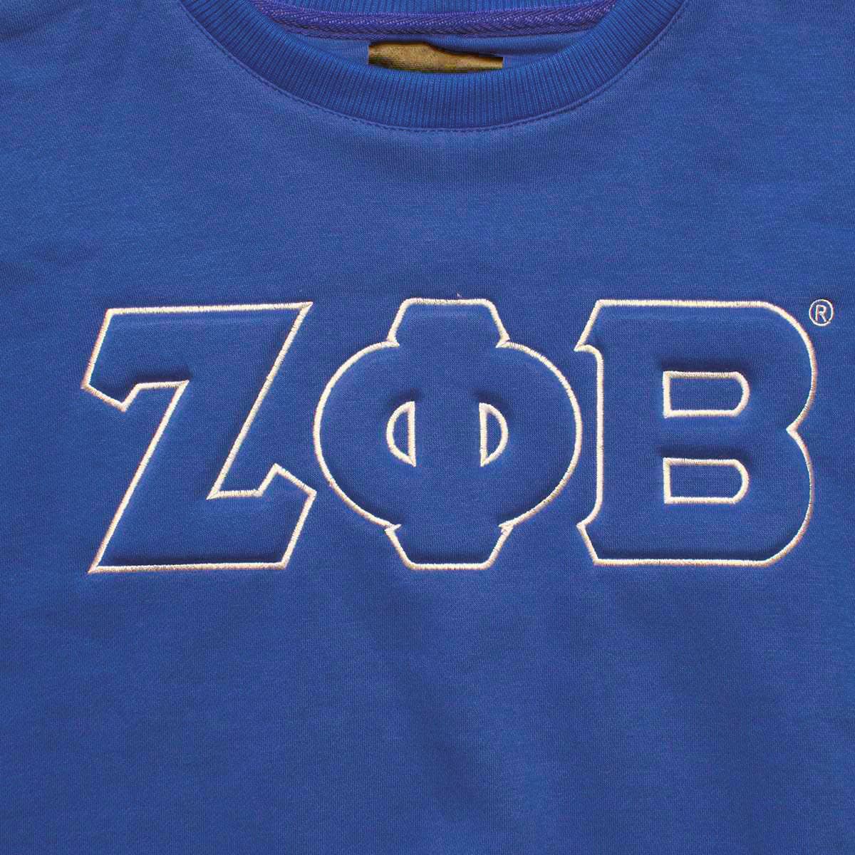 ZPB Greek Gear M Blue Embroidered Crew Sweatshirt
