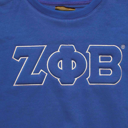 ZPB Greek Gear M Blue Embroidered Crew Sweatshirt