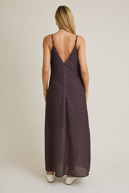 SWEETHEART NECK STRAP DOT MAXI DRESS