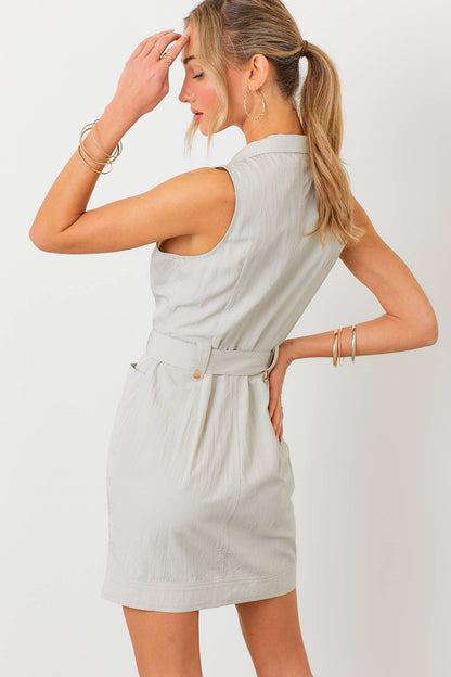 Sleeveless Utility Belted Mini Dress