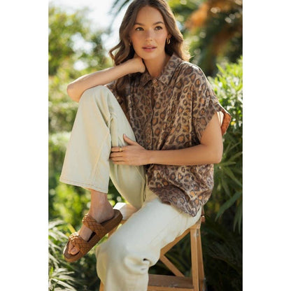 Leopard print collared top