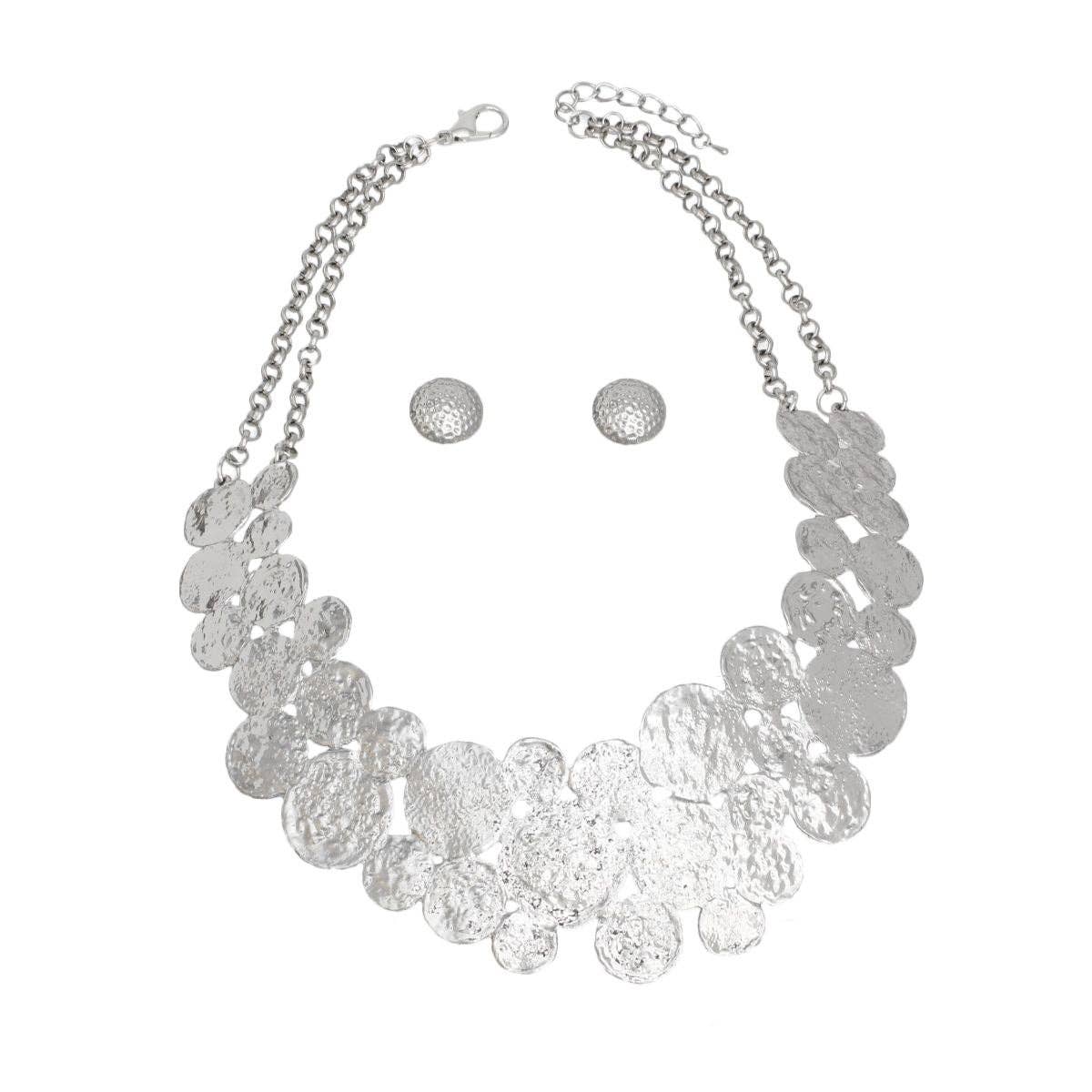 Bib Rigid Silver Circle Armor Collar Necklace